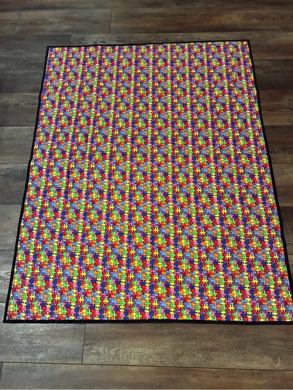 Like New Colorful Puzzle Piece Handmade Quilt